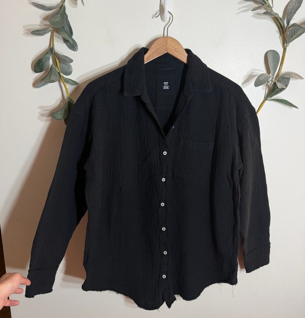 Aerie Black Oversized Button Up